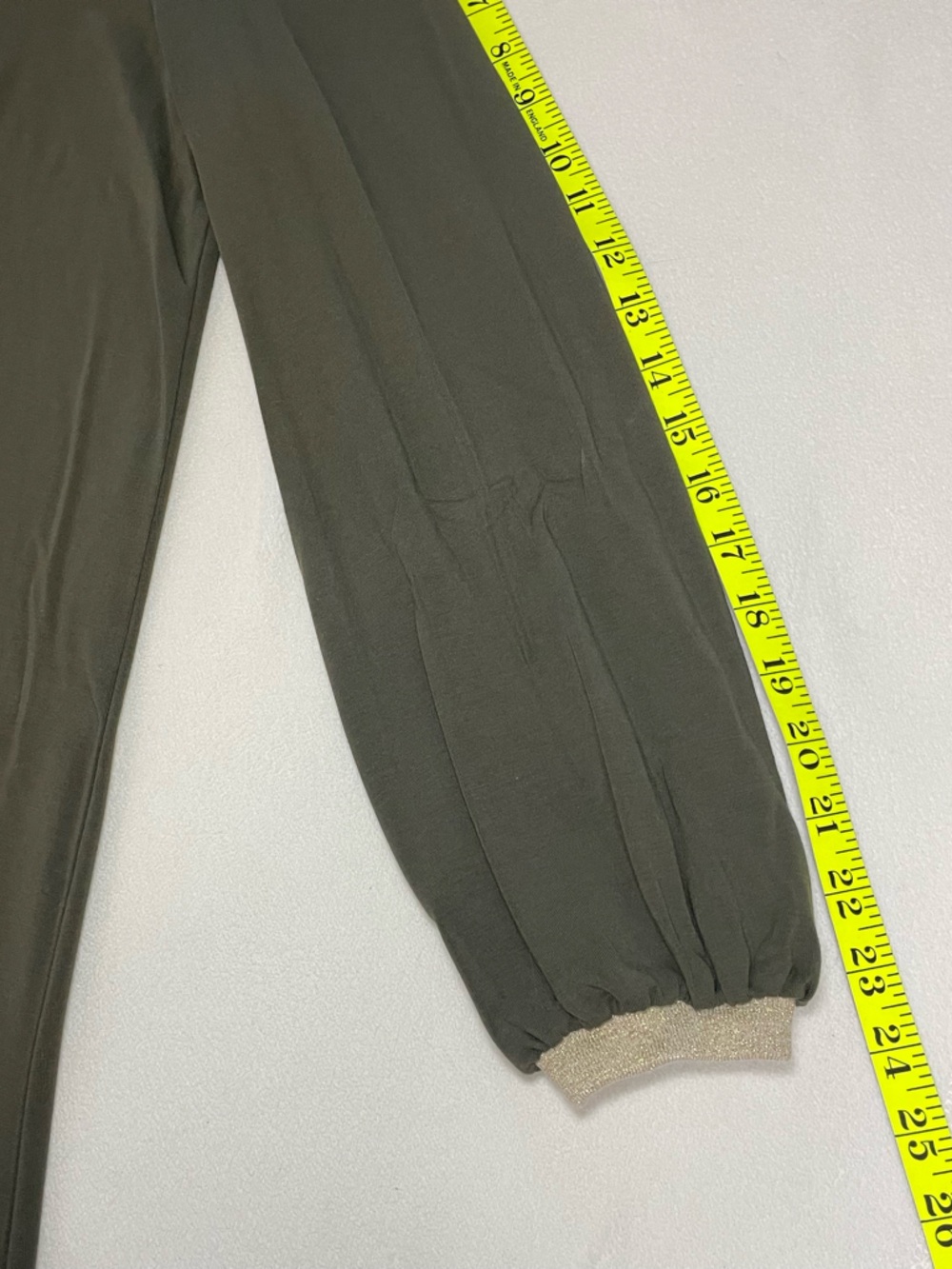 Boden Olive Green Dress US 6 Long Sleeve Gold Trim A-Line Mini - Picture 9 of 11